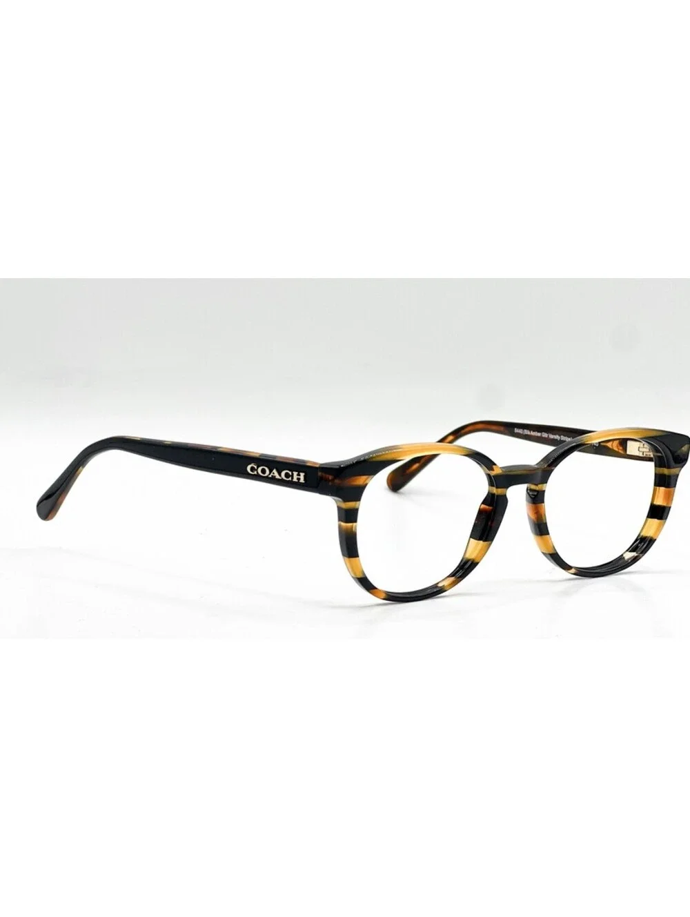 Coach HC 6102 5440 Black Amber Glitter Varsity Stripe Eyeglass Frames 51-18